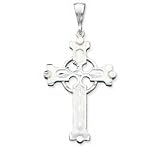 Sterling Silver Diamond-Cut Cross Pendant with 20 Inch Sterling Silver Chain