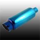 IMAGE OF AAA-NT-2151 Performance Muffler Universal Blue Color Tube Muffler Slash 2.375inch inlet 3.5inch outlet