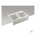 Hawthorne K-6534-4-NY Apron-Front Tile-in Divided Kitchen Sink, Dune