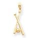 14k Polished Open-Backed Bats and Ball Baseball Pendant
