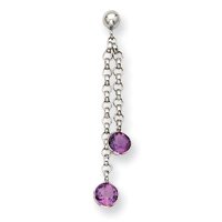 14k White Gold Amethyst Dangle Earrings