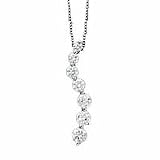 14k White Gold & Diamond Journey Pendant Necklace- 18" (0.75ctw)