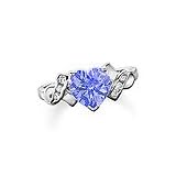 ZALES Lab-Created Ceylon Sapphire Heart Ring in 10K White Gold with Diamond Accents