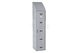 Single Tier Plastic Lockers - Sloped Top 15x18x60 Gray