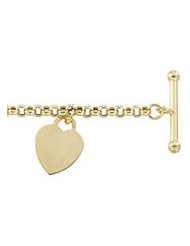 14K Yellow Gold 7 Inch Bracelet With Heart