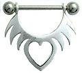 Wings with Heart Sterling Silver Nipple Shield, in 14g (Gauge), Sold Individually