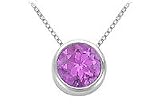 Amethyst Bezel-Set Solitaire Pendant : .925 Sterling Silver - 1.00 CT TGW