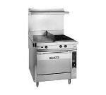 Heavy Duty Range, 34 in, Fry Top, 2 Burners, Thermostat Controls, Convec. Oven