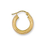 Image of Jewelco London 9ct Yellow gold 3mm Frosted twist hoop earrings ( 0.9g )