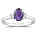 0.10 Cts Diamond & 0.60 Cts Amethyst Classic Three Stone Ring in Platinum