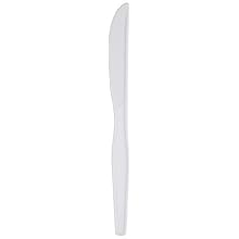 Dixie KH207 Heavy Weight Polystyrene Knife, 7.5" Length, White (10 Packs of 100)