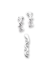 Sterling Silver CZ Earring & Pendant Set