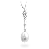 14k White Gold Freshwater Pearl Diamond Necklace