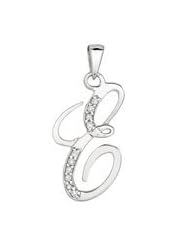 Letter "E" Initial Pendant Necklace with 10 Sparkling Genuine Diamonds, Sterling Silver - All Alphabets Available