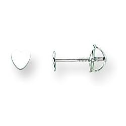 14k White Gold Tiny Heart Baby Post Earrings