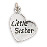 Oxidized 'Little Sister' Heart Charm