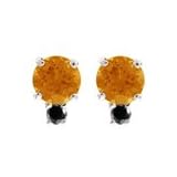 0.08 Ct AA Black Diamond and 0.80 Ct Citrine Earrings in 18K White Gold