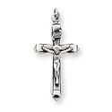 Sterling Silver Antiqued Crucifix Pendant with 20 Inch Sterling Silver Chain