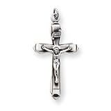 Sterling Silver Antiqued Crucifix Pendant with 20 Inch Sterling Silver Chain