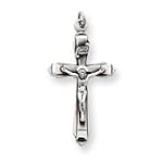 Sterling Silver Antiqued Crucifix Pendant with 20 Inch Sterling Silver Chain
