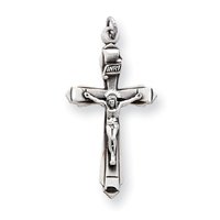 Sterling Silver Antiqued Crucifix Pendant with 20 Inch Sterling Silver Chain by 