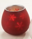 Snowflake Flickering Votive Lantern - Red (Battery Operated Tealight Included)