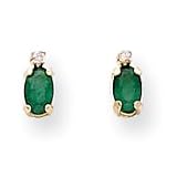 14k Diamond & Emerald Birthstone Earrings XBE184