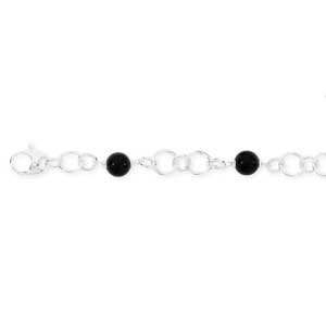 11xkhGLNC1L Sterling silver and black onyx bracelet