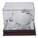 BallQube Mini Helmet Holder Display with Wood Base and UV Protection - Football Helmet, Goalie Mask, Racing Helmet - Sports Memoriablia Display Case - Sportscards Collecting Supplies