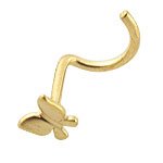 14KT Gold Nose Screw Ring 3mm Gold Butterfly 20G FREE Nose Ring Backing
