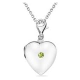 0.11 Cts Peridot Multi-Purpose Heart Charm Locket Pendant in Silver