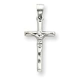 14k White Gold Crucifix Charm - Measures 31.9x14.8mm - JewelryWeb