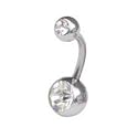 Double CZ Swarovski Gem Belly Navel Ring 14g 7/16"
