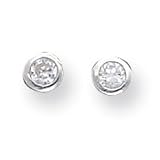 Sterling Silver 4mm CZ Round Bezel Stud Earrings