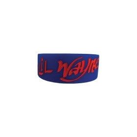  Lil Wayne 1 inch Silicone Wide Bracelet BLUE