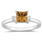 Buy 0.10 Cts Diamond and 2.12 Cts Citrine Ring in Platinum by mycitrinejewelry