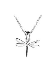 Childrens Jewelry - 14" Sterling Silver Diamond Dragonfly Necklace