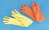 GAX242M Flock-Lined Latex Gloves, Size Medium, Yellow, Dozen