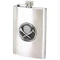 8oz Stainless Steel Flask with Embossed Golf Emblem