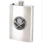 8oz Stainless Steel Flask with Embossed Golf Emblem