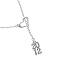 Silver Vertical Year - 2012 - Im. Rhodium Plated Heart Lariat Charm Necklace