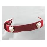 Amberhill Red Suede Heart Studded Dog Collar -Size 14 3 4 width 5 sterling hearts