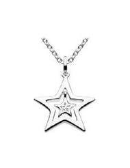 Children Jewelry - Silver Diamond Stars Outline Necklace (14,16,18 in)