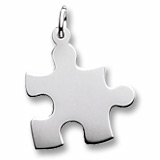 Rembrandt Charms, Puzzle Piece Charm, 14K White Gold, Engravable On Sale