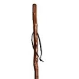 Hiking Staff - Tall Size. Solid wood hiking pole with leather strap and built-in compass. All natural wood varies in color, shape and grain. Tall size for extra support