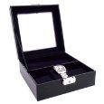 Genuine Black Leather Watch and Jewelry Case Box-BB608BLK