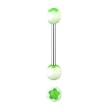 Stainless Steel with Green Flower Dot UV Barbell Sold as a Pair