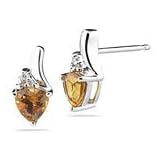 0.03 Ct Diamond and 0.87 Cts Citrine Earrings in 14K White Gold.