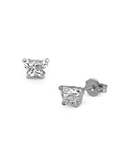 Children 14K White Gold Cubic Zirconia Butterfly Stud Earrings