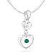 Childrens Jewelry - Emerald May Birthstone Double Heart Pendant